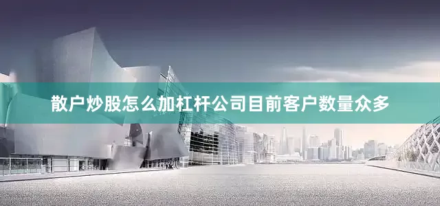 散户炒股怎么加杠杆公司目前客户数量众多